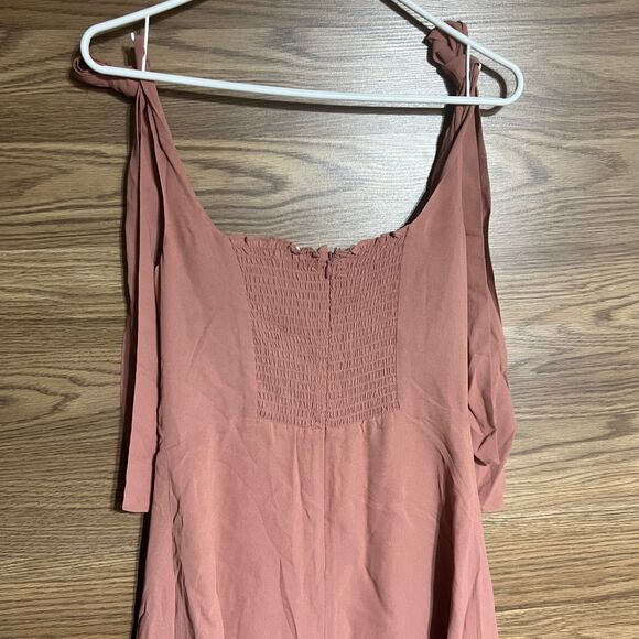 Reformation Twilight in Praline Side Slit Georgette Midi Tank Dress 4 - Picture 5 of 10